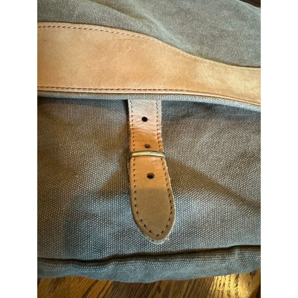 Vintage L.L. Bean Canvas & Leather Field Messenger Bag Crossbody Khaki 90s/00s